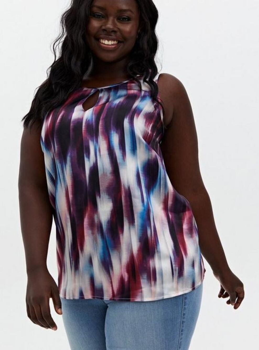 Torrid Multi Tie-Dye Stripe Shine Gauze Swing Tank plus size 6 EUC